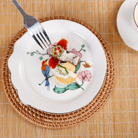 YST Céramique Grès Ensembles De Vaisselle De Luxe-Grandes Assiettes Tasses À Café Couvercle Fleur Decal Design Hôtel Restaurant Soupe Alimentaire