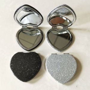 Espejo de Maquillaje con Forma de Corazón Negro, Espejo de Corazón Plateado Hecho a Mano, Espejo de Marca Privada, Espejos Mini Plegables de Doble Cara - Product Image 4