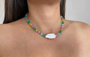 Collar de Cuentas de Piedra <span class=keywords><strong>Natural</strong></span> de Colores de 12mm de Gran Venta, Lindo Eslabón de Cristal para Clavícula, Regalo de Verano que no se Desvanece para Ocasiones Estivales - Product Image 5