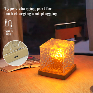 <span class=keywords><strong>Lampada</strong></span> da Scrivania Quadrata con Effetto Onda d'Acqua, Luce d'Atmosfera Notturna, Regalo per Ragazza, <span class=keywords><strong>Lampada</strong></span> Dinamica da Comodino per Camera da Letto con Effetto Fiamma e Aurora - Product Image 4
