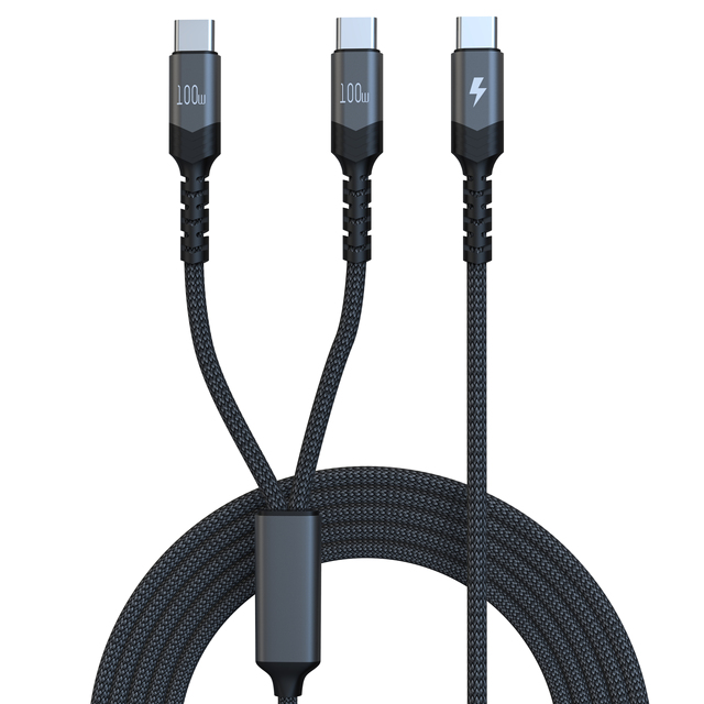100W USB C to Dual USB C Fast Charging Cable Type c Data Cable for MacBook iPad iPhone Samsung Android