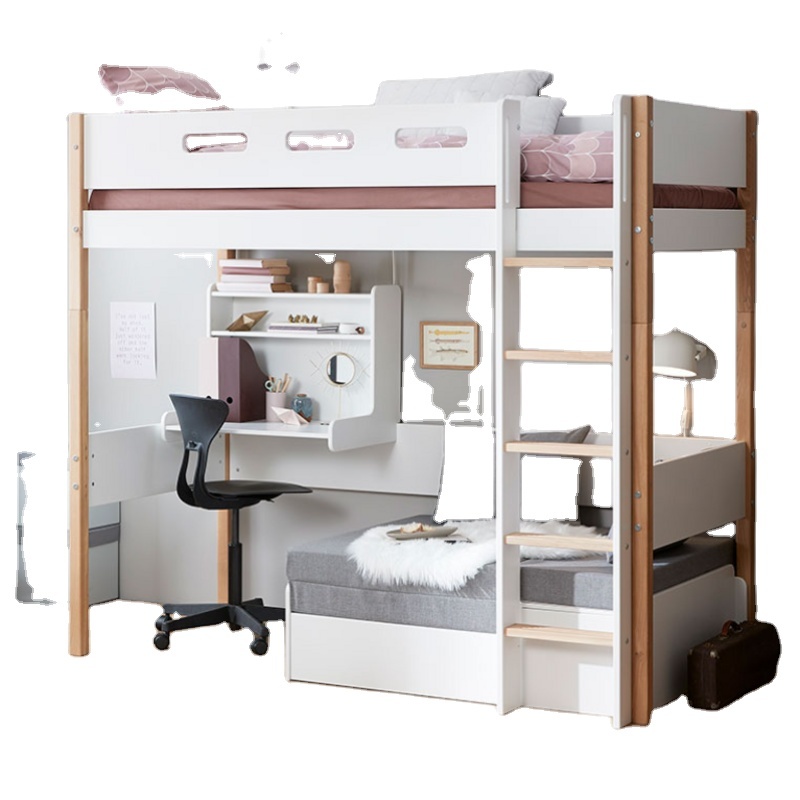 Children's Furniture Lacquered Wooden Bunk Beds,Kids,Girls Bunk Beds With Desks