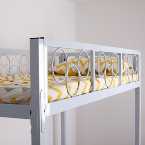 Cama Alta Yu Min con Barandilla Redonda, Estructura de Metal Blanca, Muebles para Dormitorio HB-03T - Product Image 1