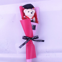Buket boneka Dr Bear mawar bunga matahari kartun, untuk dekorasi pesta hadiah Hari Guru wisuda
