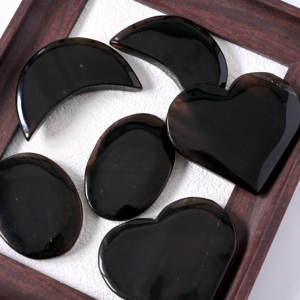 Venta al por mayor de obsidiana helada tallada en forma de luna, piedra preciosa de cristal negro translúcido para joyería, artesanía, colgantes, pendientes y accesorios DIY - Product Image 1