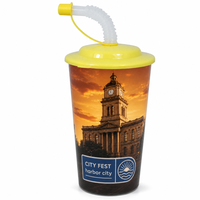 Top Vente Personnalisable En Plastique Drinkware avec Paille Conception Personnalisée Tasse pour Boissons