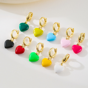 CHINTEN Gold Plated Heart-Shaped Clip-<strong>On</strong> DIY Jewelry Accessories Universal <strong>Snap</strong> with Colorful Heart <strong>Charms</strong> Women &amp; Girls - Product Image 1