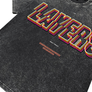 Camisetas de hombre oversize con lavado ácido, teñido de prenda, estampado DTG 3D con fuente dividida, estilo urbano, de algodón transpirable, cuello redondo, al por mayor - Product Image 5