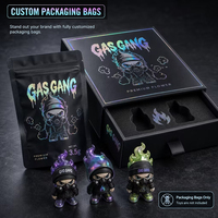Sacs Mylar personnalisables noirs, épais, holographiques, anti-odeur, pour 1g et 3.5g, avec boîte et mini-jouet inclus