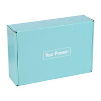 Boîtes d'expédition personnalisées en carton ondulé recyclé, avec logo en relief, pelliculage mat bleu et revêtement UV, pour chaussettes, vente en gros