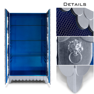 Gabinete de Almacenamiento para Entrada, Inspirado en el Estilo Urbano, con Acabado Plateado Brillante, Estantes de Vidrio y Refuerzo Metálico - Product Image 5