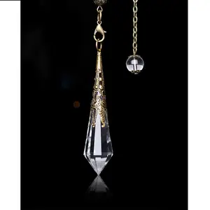 Spiritual Pyramid Pendulum Vintage Pendant Hand Carved Natural Clear Quartz Crystal Healing Stone Hexagonal Pendulum For Sale