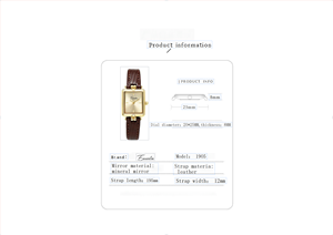 <span class=keywords><strong>Montre</strong></span>-Bracelet Carrée <span class=keywords><strong>Femme</strong></span> de Haute Qualité 1905, Mouvement Japonais Personnalisé, <span class=keywords><strong>Montre</strong></span> à Quartz en Cuir pour Dames, Jolies Montres Filles - Product Image 3
