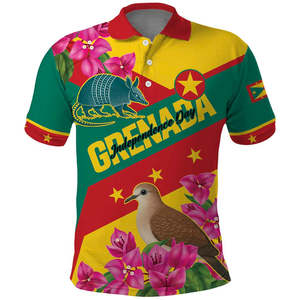 Camiseta Polo Personalizada del Día de la Independencia de Granada 1974, La Gwinad, Dove, <span class=keywords><strong>Armadillo</strong></span>, Together, Camiseta Polo para Hombre al por Mayor - Product Image 2
