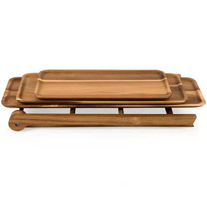 Acacia Wood 3 Tier Serving Tray For Picnic Outdoor Food Display Storage Rack - Product Image 3