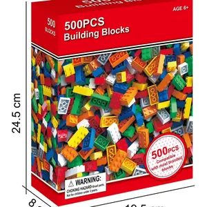 500pcs kids Classic Colors Bulk Building Blocks Play Set toys Plastic Building Blocks in Random Color Mixed Shape DIY Assemble