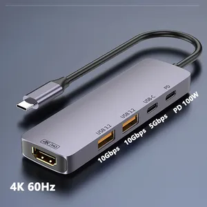 Hub USB3.2 10Gbps PD 100W charge rapide 4K 60HZ <span class=keywords><strong>USB</strong></span>-<span class=keywords><strong>C</strong></span> haute vitesse adaptateur répartiteur 4 ports en stock pour PC MacBook ordinateur portable - Product Image 2