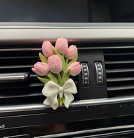Diffuseur de parfum pour voiture en pierre, motif tulipe et hortensia, très vendu, décoration florale haut de gamme pour grille d'aération, accessoires de voiture élégants pour femmes