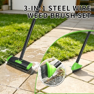 Hot Sale Steel Wire Long Handle 2-in-1 Weed Removal Brush for <strong>Patio</strong> Crack Gap <strong>Cleaning</strong> Heavy Duty Outdoor <strong>Tool</strong> - Product Image 1