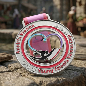 Medallas Personalizadas con Silueta de Corazón y Gimnasta, Medallas de Premio de Aleación de Zinc Metálico Esmaltado, Medallas Premium para Gimnasia Rítmica y Danza - Product Image 4