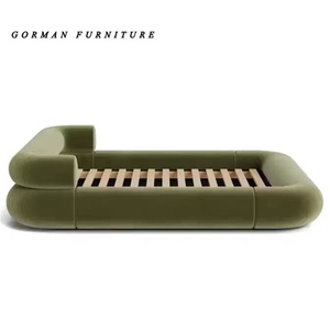 Juego de <span class=keywords><strong>Cama</strong></span> FrenchCreamWind, Diseño Moderno y Simple, Sofá de Exterior, <span class=keywords><strong>Cama</strong></span> de Madera con Respaldo Bajo para Dormitorio Principal, <span class=keywords><strong>Cama</strong></span> de Tela de Piso a Techo para Niñas - Product Image 5