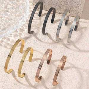 Brazalete de Acero Inoxidable con Caligrafía Árabe Musulmana Islámica de Inspire Allah, Brazaletes de Moda para Él, Listos para Enviar - Product Image 2