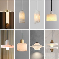 Suspension minimaliste en albâtre naturel, luminaire suspendu en marbre à tête unique pour îlot de cuisine et chambre à coucher