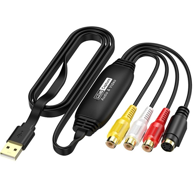 USB Video Capture Card RCA Connector Plug-and-Play AV Data Signal Capture Compatible Android WIN11 1080p HDTV Computers Cameras