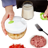 Mini hachoir manuel multifonctionnel de cuisine 500 ml avec 3 lames en acier inoxydable, en plastique PP durable, écologique, pour ail et légumes