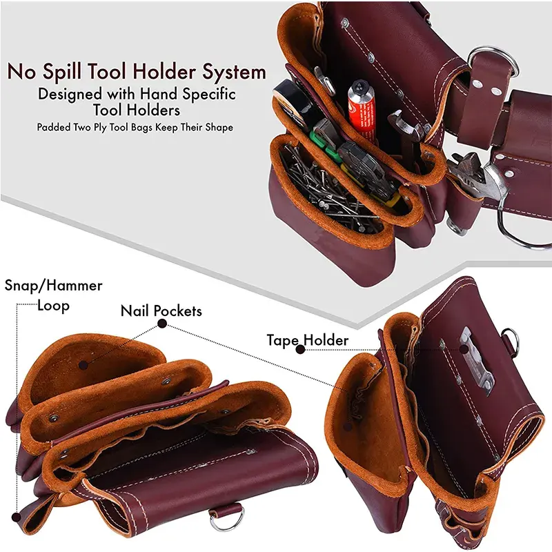 Bolsa de ferramenta de couro, de alta qualidade, grande capacidade, ferramenta de suporte para carpinteiro, multi ferramenta, bolsa de armazenamento para eletricista