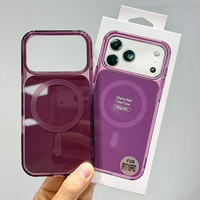 Coque de téléphone portable magnétique transparente et colorée pour iPhone 15 16 17 18 Pro Max, coque arrière rigide en acrylique avec boîte