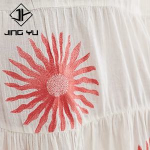 Vestido Midi de Playa con Estampado de Verano, Diseño de Fábrica, Manga Abullonada, Cuello en V, Personalizado, Suave, 100% Algodón - Product Image 4