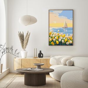 Kit di Pittura Acrilica Fai-da-Te Songwoo, Cielo Tramonto Morbido, <span class=keywords><strong>Tulipani</strong></span> Pastello, Paesaggio Marino, Dipingere <span class=keywords><strong>con</strong></span> i Numeri - Product Image 3