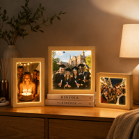 Cadre photo lumineux de nuit avec plaque en verre vierge pour sublimation, support inclus, transfert thermique, artisanat DIY, décoration personnalisée pour la maison, cadeau