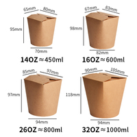 Kotak Mie Kertas Kraft 1250Ml 16Oz untuk Sup Pasta Murah, Bawa Pulang, dengan Laminasi Matt, Embossing, dan Folder Warna Kustom