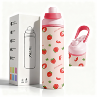 Botella de Agua Aislada al Vacío de Acero Inoxidable de 24 oz con Asa Flexible, a Prueba de Fugas, Libre de BPA, Apta para Lavavajillas, Lista para Acampar