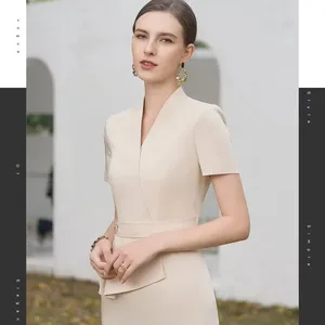 2024 Summer Women's 1 Piece V-neck Elegant Dresses For Lady Single Breasted Women's Blazer With Pants
