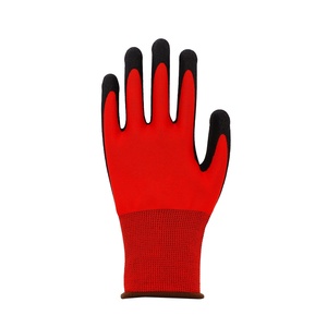 قفازات عمل عالية الجودة من البوليستر الأحمر المحبوك مع طلاء النتريل الأسود، قفازات عمل مطلية بالنتريل من الشركة المصنعة - Product Image 3