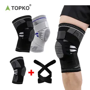 TOPKO produce ginocchiera per ginocchiera sportiva a compressione con supporto per ginocchio in Nylon elastico lavorato a maglia con cintura