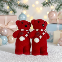 Décoration de Noël : Pendentif ours de dessin animé réaliste et mignon, en peluche super douce, avec écharpe, créatif