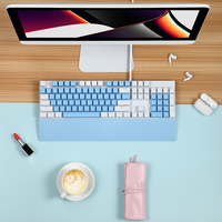 Clavier de bureau filaire 104 touches avec repose-poignets, design ergonomique, compatibilité USB, structure métallique, Plug & Play pour le jeu et l'utilisation sur ordinateur portable