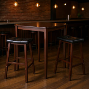Ensemble de meubles de bar 3 pièces Inglewood Table haute/pub avec tabouret de selle rembourré confortable - Product Image 2