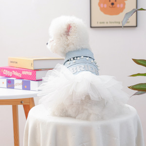 Nueva ropa de otoño/invierno para perros pequeños y cachorros, vestidos de mezclilla cálidos, cómodos y adorables para novias. - Product Image 5