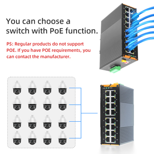 GIANTECH GT-G00016T IP40 POE Switch de Red Industrial de 16 Puertos y 1000Mbps de Alta Eficiencia para Riel DIN con Fuente de Alimentación DC48V - Product Image 4
