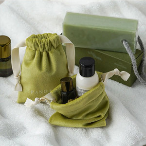 Customized Recyclable Velvet Fabric <b>Pouch</b> Printing for Jewelry Storage. Soft <b>Drawstring</b> Packaging Bag for Promotional Gifts. - Product Image 1