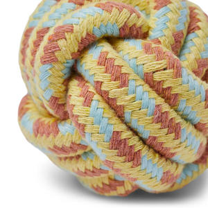 Set mainan anjing tali poliester warna-warni tahan lama, mainan bola kunyah interaktif mewah untuk latihan membersihkan gigi anak anjing penggunaan sehari-hari - Product Image 5