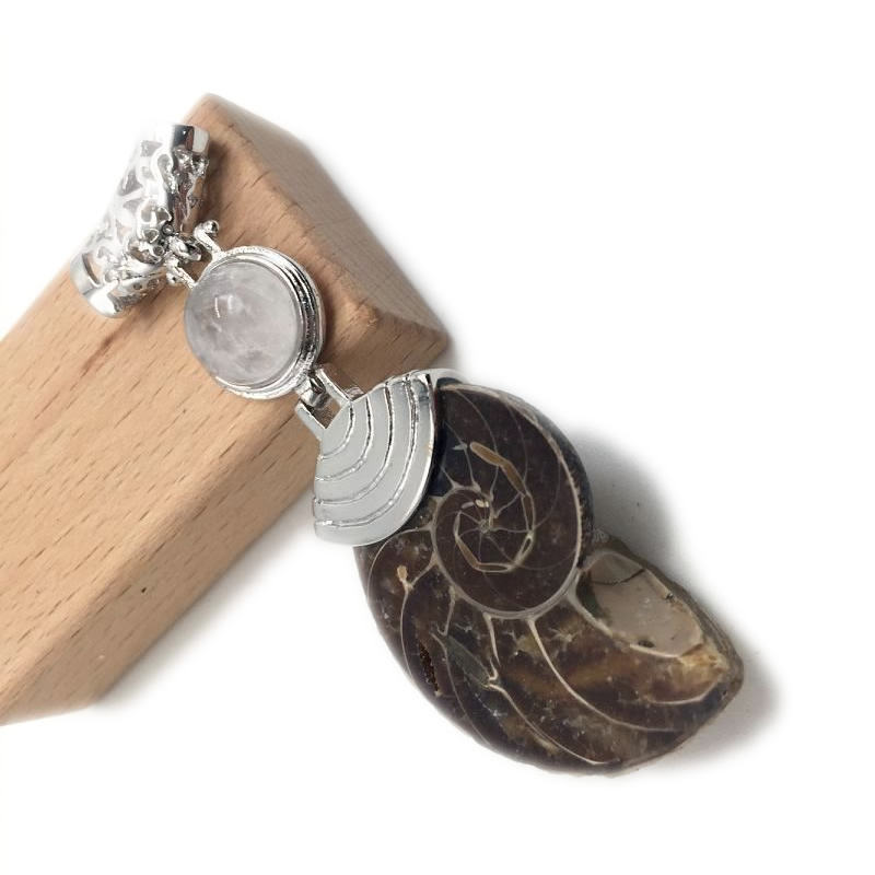 White crystal snail pendant
