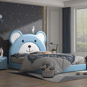 NOVA moderne enfants garçons chambre ensemble mignon bleu <span class=keywords><strong>petit</strong></span> ours en forme de tête de <span class=keywords><strong>lit</strong></span> rembourrée en bois enfants <span class=keywords><strong>lit</strong></span> de rangement - Product Image 3