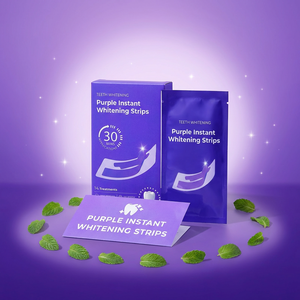 Strisce Sbiancanti V34 Viola Antiscivolo Approvate FDA CPSR, 14 Bustine, Strisce Bagnate al Mentolo per Sbiancamento Denti Sensibili - Product Image 2