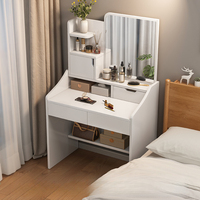 Table de maquillage moderne avec panneau lumineux, miroir et rangement multifonctionnel pour la chambre à coucher et la maison